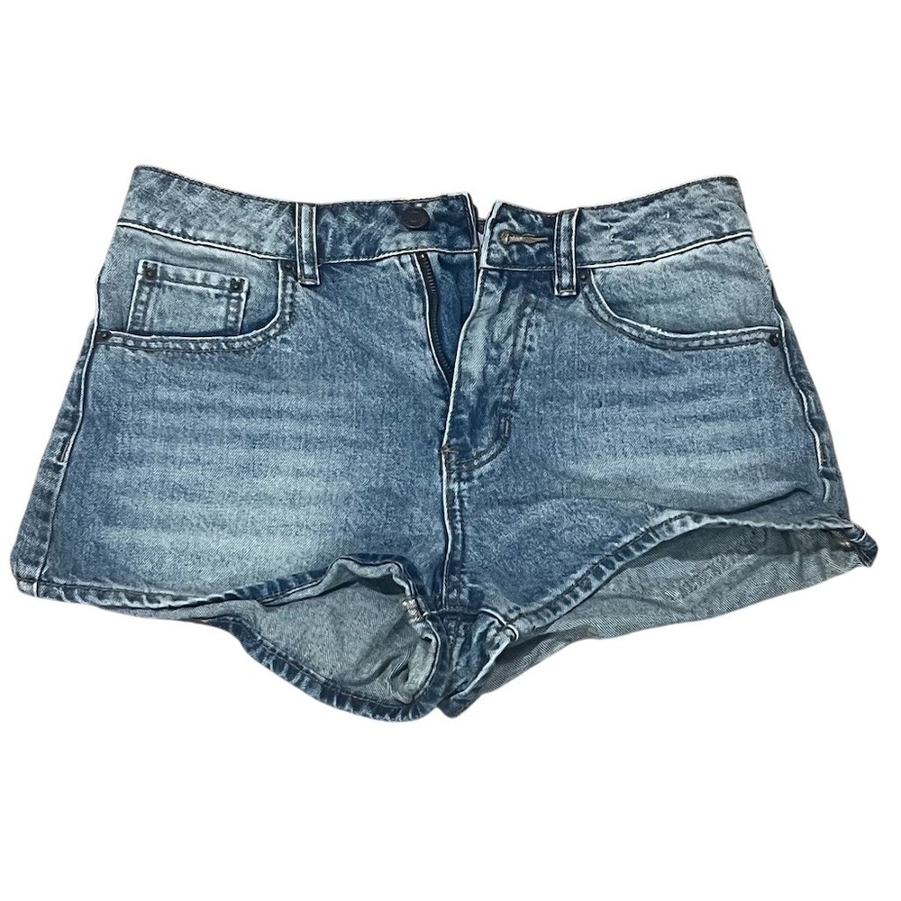 PacSun Denim Shorts Womens Size 26 Blue Medium Wash Low Rise Rolled Hem